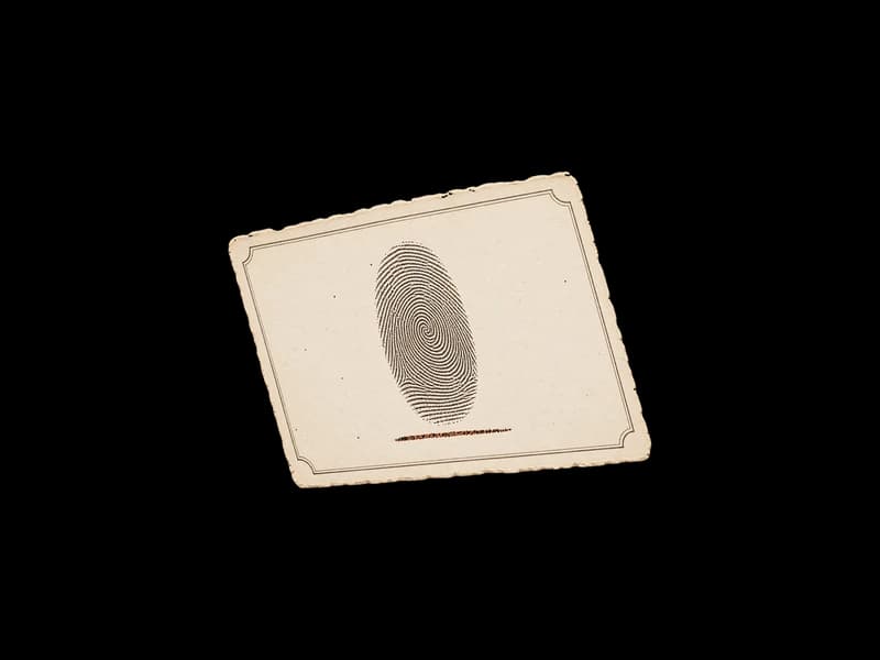 A specimen card with one inked thumbprint